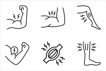 Muscle pain icon set. Muscular pain, Body ache Healthcare and medical problem. vector illustration on white background