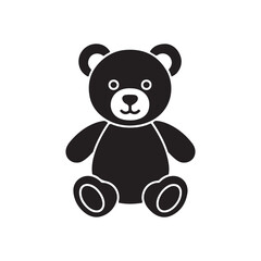 Obraz premium Stuffed bear black glyph icon. Plush animal for kids. Children soft toy. Furry doll for child. Romantic gift for valentine. Cute mascot. Silhouette symbol on white space. Vector isolated illustration 