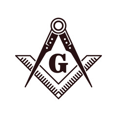 Masonic symbol featuring a square compass and central letter g © MDMOGGEM