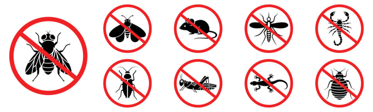 Pest Control Target Icons Vector Set Insect Rodent Bug Extermination Symbol Collection