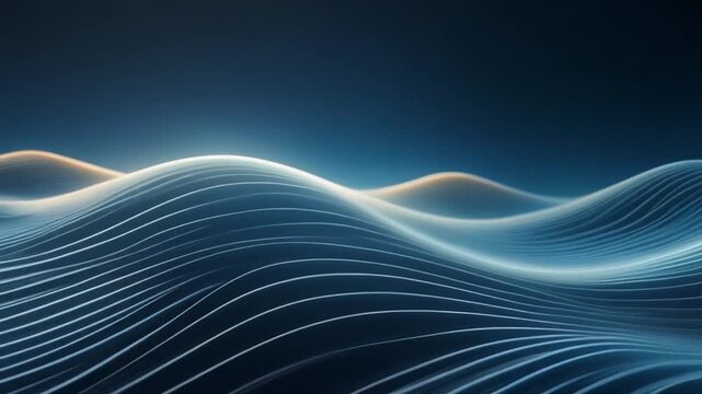 Minimalist soft lines drifting parallel waves gentle glow abstract tech background high contrast cinematic surreal ethereal ambience cascading softly glowing layers futuristic unique style