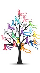 Obraz premium Tree of Hope - A Symbol of Cancer Awareness and Support.