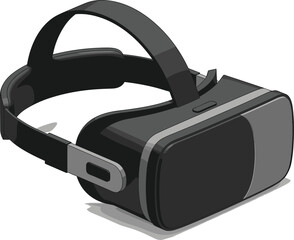 Virtual reality headset mockup illustration, modern VR goggles device for gaming, simulation, metaverse experience, isolated on white background