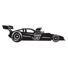 Obraz premium Drag Racing Car Illustration Black and White High Speed Hot Rod Vector