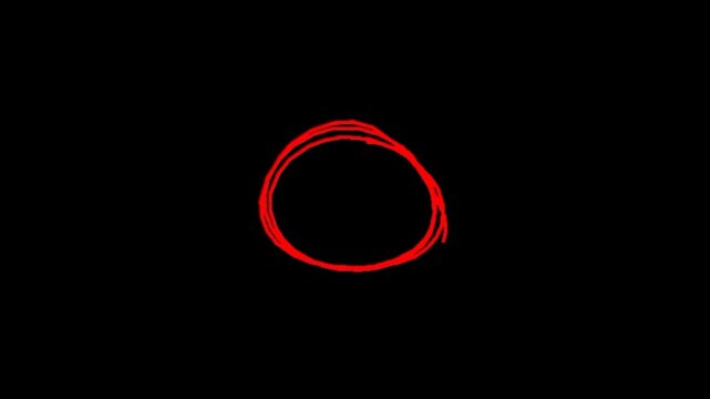 A vibrant red hand-drawn circle being sketched in a continuous motion to highlight or emphasize a focal point