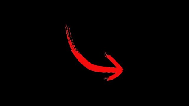 A hand-drawn red arrow pointing upwards with a gritty, brush-stroke texture on a black background