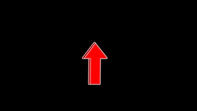 A hand-drawn red arrow pointing upwards with a gritty, brush-stroke texture on a black background