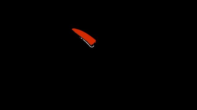 A hand-drawn red arrow pointing upwards with a gritty, brush-stroke texture on a black background