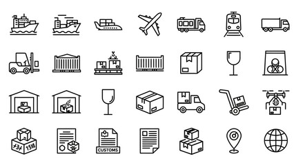 Fototapeta premium Logistics and transportation icons set.