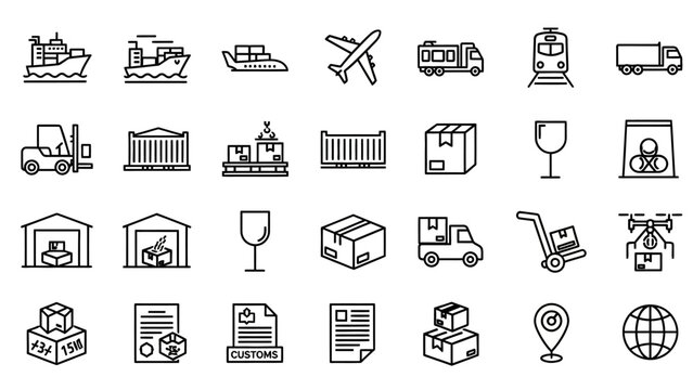 Logistics and transportation icons set.