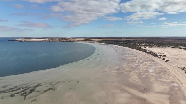 Eba Anchorage, South Australia Coastline &ndash; 4K aerial drone footage of coastal settlement, beach, residential houses, tidal flats and Spencer Gulf shoreline