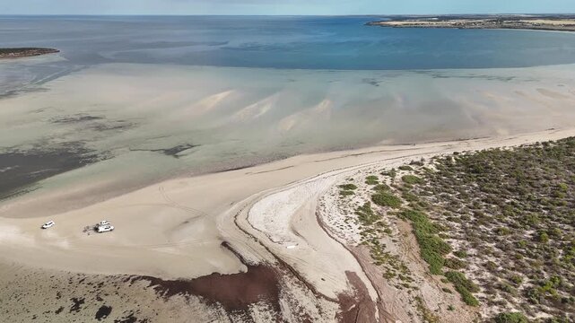 Eba Anchorage, South Australia Coastline &ndash; 4K aerial drone footage of coastal settlement, beach, residential houses, tidal flats and Spencer Gulf shoreline