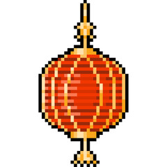 Pixel Cartoon Red Chinese Lantern.