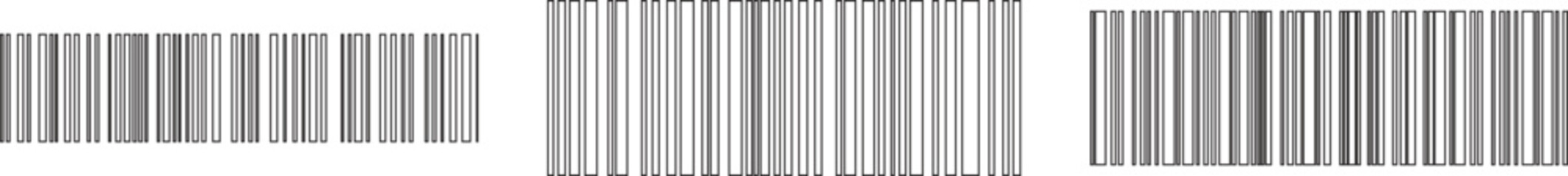 Obraz premium Barcode icon set vector illustration for scanning retail product identification, digital inventory tracking, modern flat design symbol set collection group for web app print use.