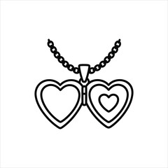 Open heart locket necklace with chain outline jewelry