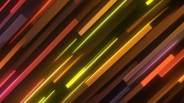Parallel glowing bar lines shifting warm color tones clean futuristic look seamless cinematic surreal ethereal ambience cascading softly glowing layers abstract unique style