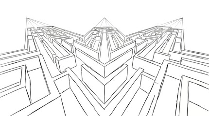 Obraz premium Architectural Lines in a 3D Environment, Abstract Structure, Minimalist Viewpoint