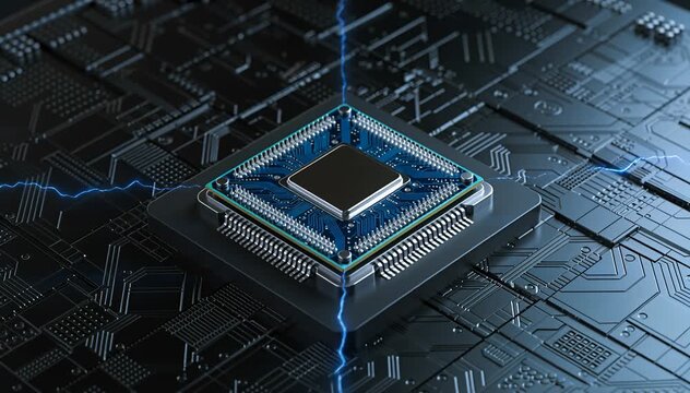 Central processing unit activation with electrical energy arcs computer chip technology cpu, processor.