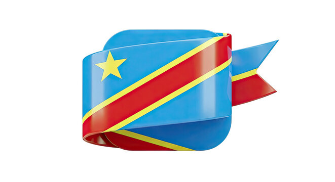 3D render of the flag of the Democratic Republic of Congo as a ribbon