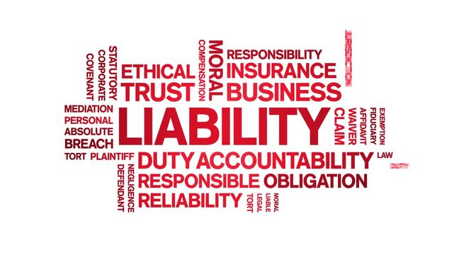 Liability animated word cloud-text design animation tag kinetic typography seamless loop.