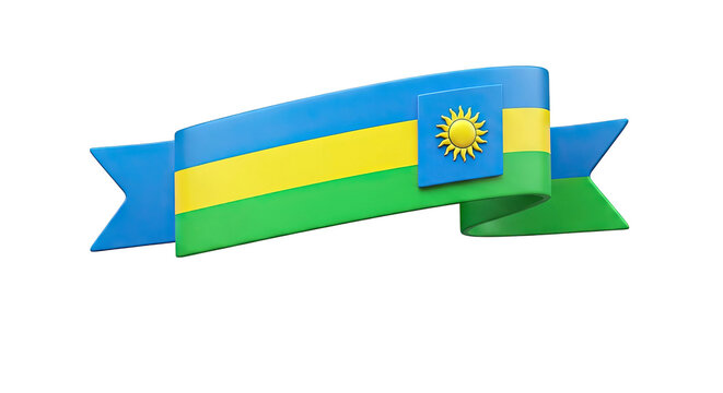 3D Rendered Ribbon with Rwanda Flag
