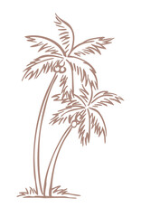 Obraz premium Hand-drawn illustration of coconut tree silhouettes. 