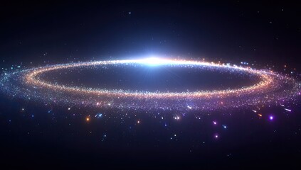 A vibrant ring of stardust encircles a radiant bright light in deep space