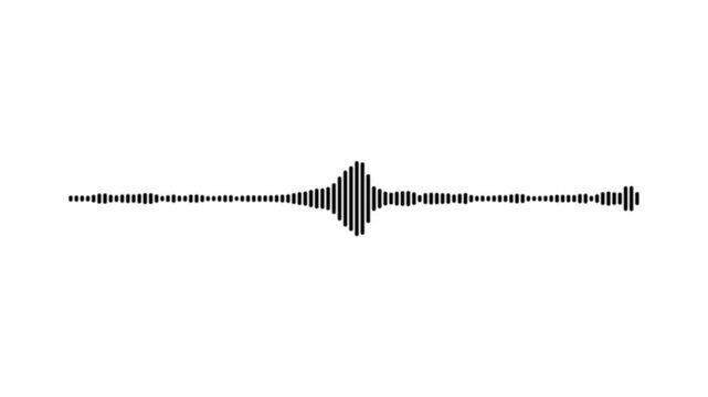 Sound wave audio spectrum animation, audio waveform spectrum animation, black cartoon doodle audio sound wave, speaker cone with sound waves and reflections on a white background. 4k video