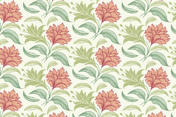 Fototapeta premium Botanical Inspired Floral Fabric Repeat Pattern for Textile Use