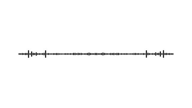 Sound wave audio spectrum animation, black cartoon doodle audio sound wave, audio waveform spectrum animation, speaker cone with sound waves and reflections on a white background. 4k video