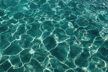Fototapeta premium Vibrant photo of Background of clear blue turquoise water surface with sunlight reflections and caustics