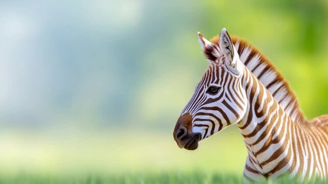 Zebra in natural landscape: The stripes of a singular Zebra create a pattern that blends with the textures of nature, presenting a striking picture of wild animal.