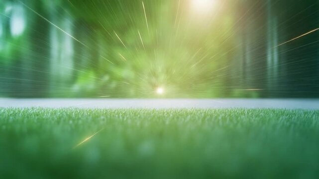 Green Nature's Path: An immersive capture of verdant nature unfolds, where a grassy path draws the eye toward a vibrant, sunlit vista.