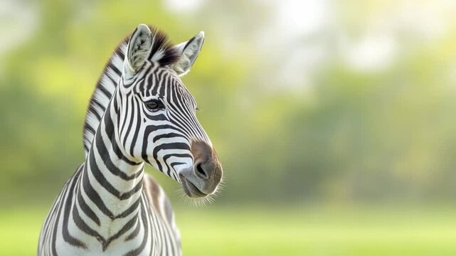 Zebra in the wild: A majestic zebra stands confidently, its striking black and white stripes a testament to the wonders of the wild, blending into the lush greenery of its natural habitat.