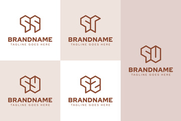 Letters QQ QR QU QY QZ Geometric Logo Set, for Q RQ UQ YQ ZQ initials