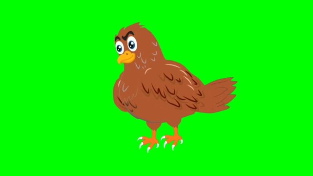 funny eagle character on green background