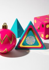 Festive christmas geometric ornaments for creative holiday decoration
