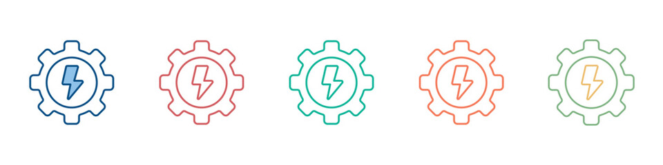 Obraz premium Gear Energy Icon Set Multiple Style Collection 