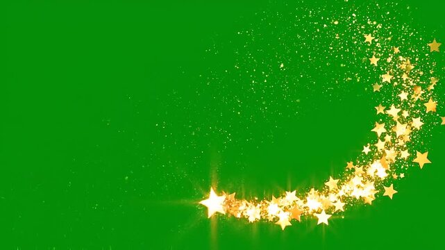 Magical Golden Shooting Star Trail on Green Screen