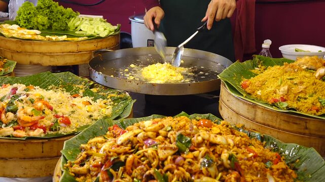 Cooking foods at the local restaurant in Saigon, Vietnam.