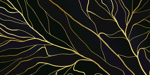 Golden branches and veins against a dark textured background
