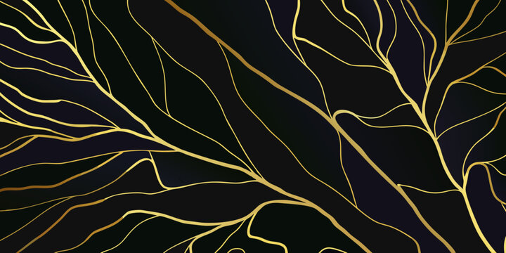Golden branches and veins against a dark textured background