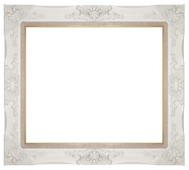 White picture frame with golden border