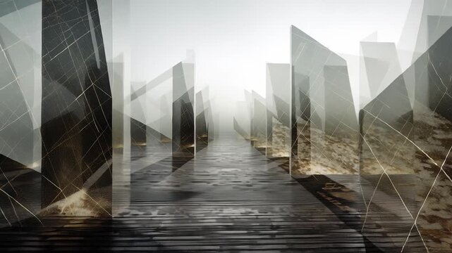 A large, empty room with many pillars and a lot of glass. Privacy aware cyber architecture, abstract protected data spaces with refined geometry, professional tone, privacy centric cyber design