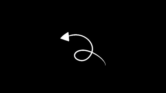 This white swirly arrow moves in and out, circling above and below in light and dark.
