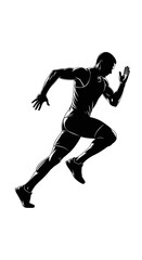 Obraz premium Dynamic silhouette of a male sprinter in mid-stride, showcasing speed and athletic motion