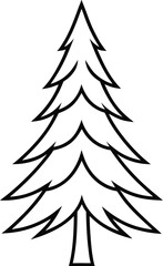 Obraz premium Pine tree line art vector minimal thin black outline