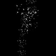 Lignes de bulles d'eau sur fond noir.