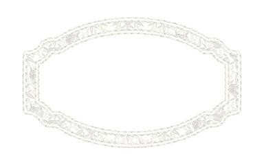 Beautiful floral lace frame shape, off white color, isolated with transparent background.