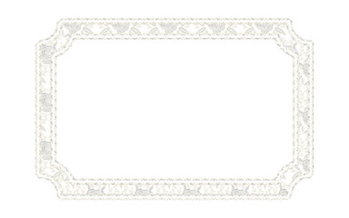 Beautiful floral lace frame shape, off white color, isolated with transparent background.